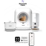 Xenon Smart Akıllı Otomatik Kedi Tuvaleti 5LT Çelik Hazneli Mama Kabı Ultra Sessiz Bataryalı Su Pınarı 3'lü Pet Seti - Görsel 2