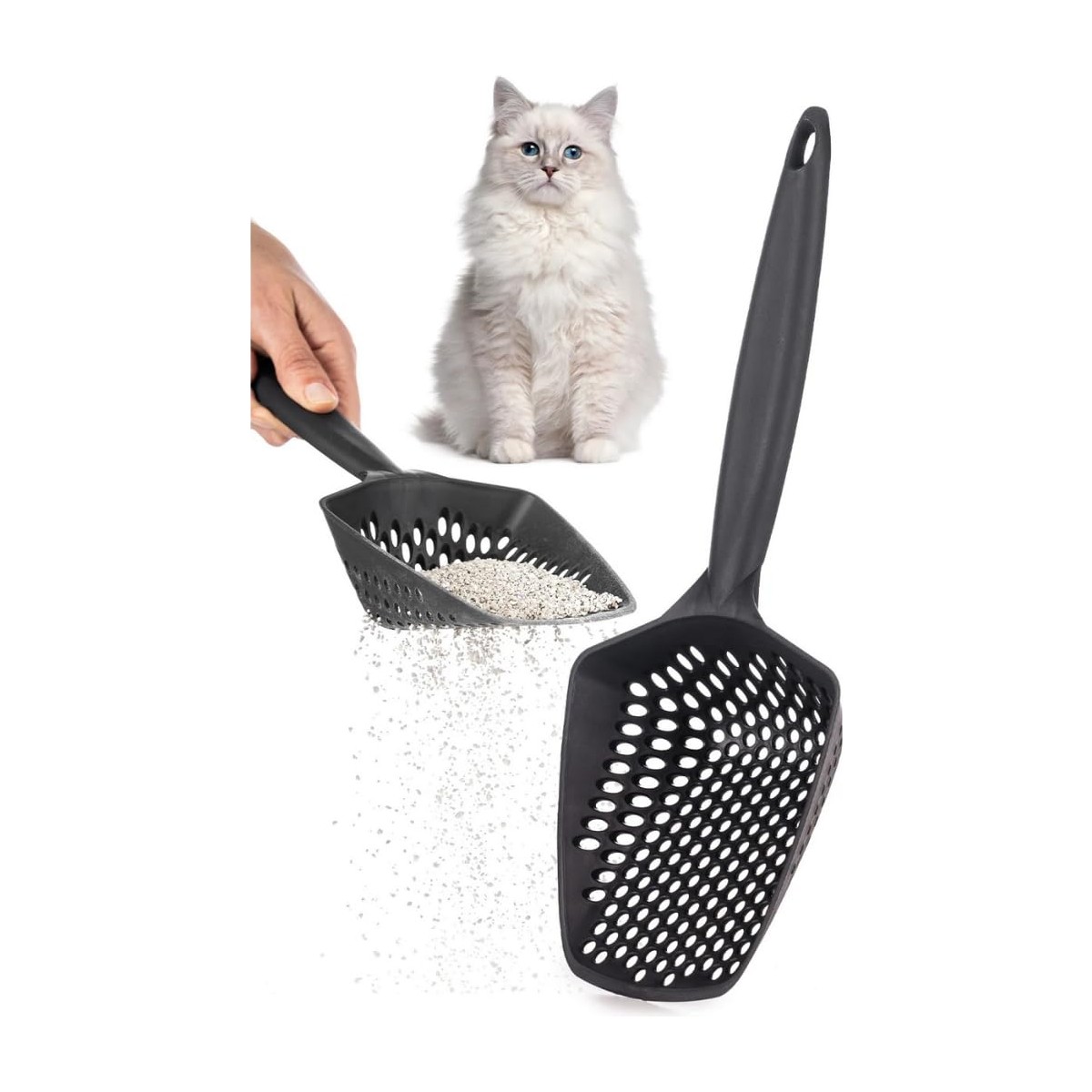 110000996241678.jpg Eynel Küçük Delikli Kedi Kumu Eleme Küreği, Ince Taneli Dar Aralıklı Pet Tuvalet Temizleme Eleği Süzgeç - Görsel 1