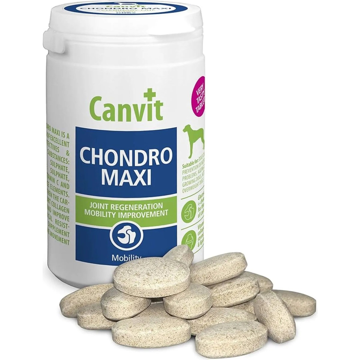 110001010274512.jpg Canvit Chondro Maxi Orta ve Büyük Irk Köpekler Için Kas ve Iskelet Sağlığı Köpek Vitamini 230 gr 110 Tablet - Görsel 1