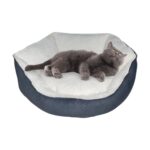 Pribor Yumuşak Silinebilir Kedi ve Köpek Yatağı 55 cm Çap Beyaz-Gri