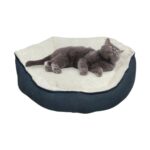 Pribor Yumuşak Silinebilir Kedi ve Köpek Yatağı 55 cm Çap Beyaz-Gri - Görsel 2