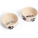 Teknotrust Manuel 2li Seramik Kedi Köpek Mama Kabı&su Kabı 12CM (300ML) Seramik Tr 300 ml Bej - Görsel 2