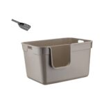 Sennedilersen Alfa Tanos Dekoratif Büyük Yarı Kapalı Kedi Tuvaleti (Kürek Hediyeli)