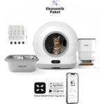 Xenon Smart Akıllı Otomatik Kameralı Kedi Tuvaleti Paslanmaz Çelik Kaseli Mama Kabı Çelik Hazneli Su Pınarı ve Filtre 4'lü Pet Seti - Görsel 2