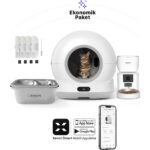 Xenon Smart Akıllı Otomatik Kameralı Kedi Tuvaleti Paslanmaz Çelik Kaseli 4LT Mama Kabı Çelik Hazneli Su Pınarı ve Filtre 4'lü Pet Seti - Görsel 2