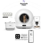 Xenon Smart Akıllı Otomatik Kameralı Kedi Tuvaleti Paslanmaz Çelik Kaseli 4LT Mama Kabı Bataryalı Su Pınarı ve Filtre 4'lü Pet Seti - Görsel 2