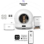 Xenon Smart Akıllı Otomatik Kedi Tuvaleti Paslanmaz Çelik Kaseli Mama Kabı Ultra Sessiz LED Işıklı Su Pınarı ve Filtre 4'lü Pet Seti - Görsel 2