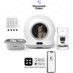 Xenon Smart Akıllı Otomatik Kedi Tuvaleti Paslanmaz Çelik Kaseli 4LT Mama Kabı Çelik Hazneli Su Pınarı ve Filtre 4'lü Pet Seti - Görsel 2