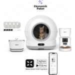 Xenon Smart Akıllı Otomatik Kedi Tuvaleti Paslanmaz Çelik Kaseli 4LT Hazneli Mama Kabı Bataryalı Su Pınarı ve Filtre 4'lü Pet Seti - Görsel 2