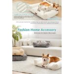 Evlen Home Collection Kürk Peluş Kedi Köpek Evcil Hayvan Yatağı PatiChill Yıkanabilir Kaymaz Taban Luna Lüks Ortopedik Su Geçirmez Krem - Görsel 4
