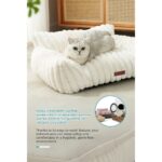 Evlen Home Collection Kürk Peluş Kedi Köpek Evcil Hayvan Yatağı PatiChill Yıkanabilir Kaymaz Taban Luna Lüks Ortopedik Su Geçirmez Krem - Görsel 5
