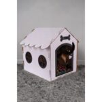 GOBYPET Ahşap Dekoratif Köpek Evi-Kulübesi, Küçük Irk Köpekler Için Kulübe, Köpek Kulübesi Beyaz-Siyah