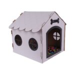 GOBYPET Ahşap Dekoratif Köpek Evi-Kulübesi, Küçük Irk Köpekler Için Kulübe, Köpek Kulübesi Beyaz-Siyah - Görsel 3