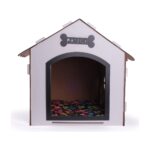 GOBYPET Ahşap Dekoratif Köpek Evi-Kulübesi, Küçük Irk Köpekler Için Kulübe, Köpek Kulübesi Beyaz-Siyah - Görsel 4