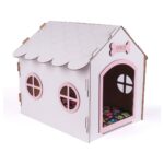 GOBYPET Ahşap Dekoratif Köpek Evi-Kulübesi, Küçük Irk Köpekler Için Kulübe, Köpek Kulübesi Beyaz-Pembe - Görsel 3