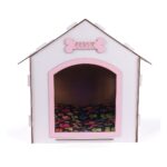 GOBYPET Ahşap Dekoratif Köpek Evi-Kulübesi, Küçük Irk Köpekler Için Kulübe, Köpek Kulübesi Beyaz-Pembe - Görsel 4