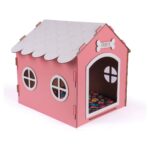 GOBYPET Ahşap Özel Isim Baskılı Dekoratif Köpek Evi-Kulübesi, Küçük Irk Köpekler Için Kulübe, Köpek Kulübesi Pembe - Görsel 3