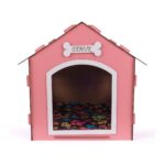 GOBYPET Ahşap Özel Isim Baskılı Dekoratif Köpek Evi-Kulübesi, Küçük Irk Köpekler Için Kulübe, Köpek Kulübesi Pembe - Görsel 4