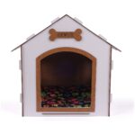 GOBYPET Ahşap Özel Isim Baskılı Dekoratif Köpek Evi-Kulübesi, Küçük Irk Köpekler Için Kulübe, Köpek Kulübesi Beyaz-Kahverengi - Görsel 2