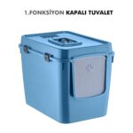 Pribor HZ-500 Xxl 3 Fonksiyonlu Açık / Kapalı Kedi Tuvaleti ve Taşıma Çantası Mavi 56 x 40 x 43 cm - Görsel 2