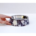 Marbelix Marmora - Büyük Boy Gerçek Mermer Kedi Köpek Mama Kabı & Su Kabı - Çelik Taslı Özel Tasarım - Görsel 5