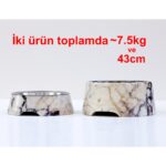 Marbelix Marmora - 2'li Set Gerçek Mermer Kedi Köpek Mama Kabı & Su Kabı - Çelik Taslı Özel Tasarım - Görsel 3