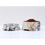 Marbelix Marmora - 2'li Set Gerçek Mermer Kedi Köpek Mama Kabı & Su Kabı - Çelik Taslı Özel Tasarım - Görsel 5