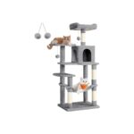 PCT161W01 Tırmalama Ağacı, 143 cm Yüksekliğinde, Kedi Ağacı, Çok Katlı Kedi Evi, 4