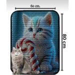 Büyük Boy Elekli Tuvalet Önü Desenli Kedi Kumu Paspası | 60X80 cm Kum Toplayıcı Mat - Görsel 2