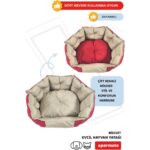 Xpermate Biscuit Kedi Yatağı ve Köpek Yatağı ,Tüy Tutmaz Kumaş, Su Itici Kumaş  Kırmızı Bej - Görsel 5