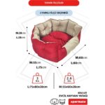 Xpermate Biscuit Kedi Yatağı ve Köpek Yatağı ,Tüy Tutmaz Kumaş, Su Itici Kumaş  Kırmızı Bej - Görsel 3