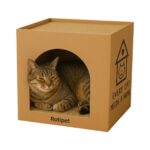Rotipet Karton Kedi Evi ve Tırmalama Kutusu 32X32X32 cm –çift Fonksiyonlu Kedi Evi ve Tırmalaması - Görsel 4