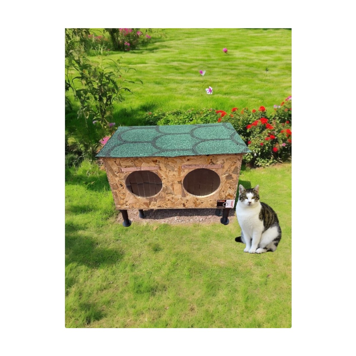 110001227143070.jpg Narım Kedi Evi Kedi Yuvası Üst Kapak Açılır İki Kedilik İç ve Dış Mekan Isı ve Su Yalıtımlı 60 x 40 x 40 cm Ayak Hariç - Görsel 1