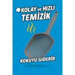 Febros Gri Kedi Kum Küreği, Kedi Kumu Temizleme Küreği Dayanıklı Kedi Tuvalet Küreği Elekli Kum Kürek - Görsel 3