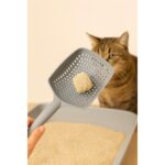 Febros Gri Kedi Kum Küreği, Kedi Kumu Temizleme Küreği Dayanıklı Kedi Tuvalet Küreği Elekli Kum Kürek - Görsel 4