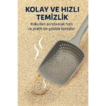Febros Gri Kedi Kum Küreği, Kedi Kumu Temizleme Küreği Dayanıklı Kedi Tuvalet Küreği Elekli Kum Kürek - Görsel 5