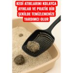 Febros Siyah Kedi Kum Küreği, Kedi Kumu Temizleme Küreği Dayanıklı Kedi Tuvalet Küreği Elekli Kum Kürek - Görsel 2