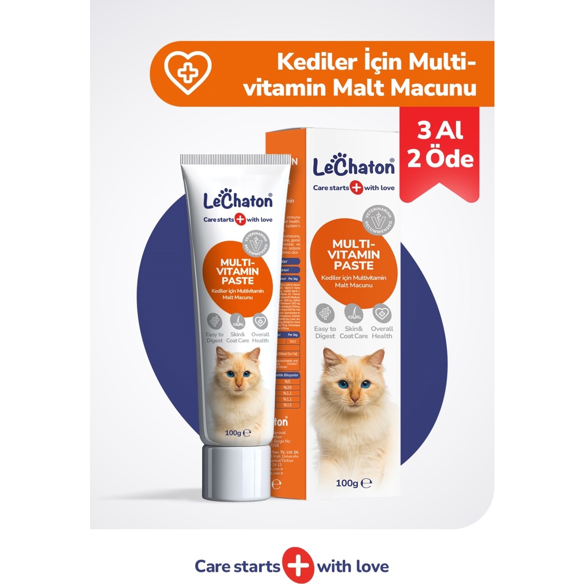 110001229096311.jpg LeChaton Pet Care Kedi Multivitamin Malt Macunu - Taurinli Biyotin Kedi Maltı Tüy Yumak Önleyici Anti-Hairball - Görsel 1