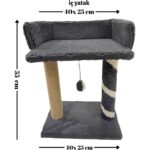 Peluş Dokulu Yumuşak 2 Katlı Yataklı Oyun Alanlı Tırmalama Tahtası 55CM Gri - Görsel 2