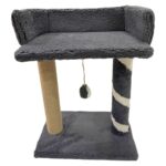 Peluş Dokulu Yumuşak 2 Katlı Yataklı Oyun Alanlı Tırmalama Tahtası 55CM Gri - Görsel 3