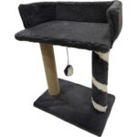 Peluş Dokulu Yumuşak 2 Katlı Yataklı Oyun Alanlı Tırmalama Tahtası 55CM Gri - Görsel 4