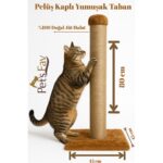 Kedi Tırmalama Tahtası, 4 Renk Seçenekli, Peluş Taban, Doğal Jüt Halatlı, 80 cm