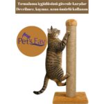 Kedi Tırmalama Tahtası, 4 Renk Seçenekli, Peluş Taban, Doğal Jüt Halatlı, 80 cm - Görsel 3