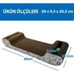 Kahverengi Doğal Kedi Otlu ve Zilli Tırmalama Kartonu 60 cm - Görsel 2