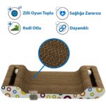 Kahverengi Doğal Kedi Otlu ve Zilli Tırmalama Kartonu 60 cm - Görsel 3