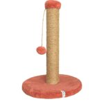Kırmızı Yuvarlak Ponponlu 52 cm Kedi Tırmalama Direği ve Tahtası - Görsel 2