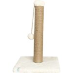 Beyaz Ponponlu Kedi Tırmalama Direği 52 Cm, Eğlenceli ve Dayanıklı Kedi Oyuncağı - Görsel 2