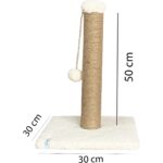 Beyaz Ponponlu Kedi Tırmalama Direği 52 Cm, Eğlenceli ve Dayanıklı Kedi Oyuncağı - Görsel 3