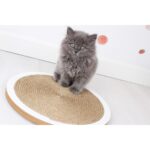 Beyaz Yuvarlak Vantuzlu Kedi Tırmalama Tahtası, Eğlenceli ve Güvenli Kullanım Sağlar. - Görsel 3