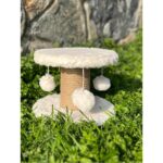 Yumuşak Kumaşlı Daire Tırmalama Platformu, 20X25 Cm, Beyaz